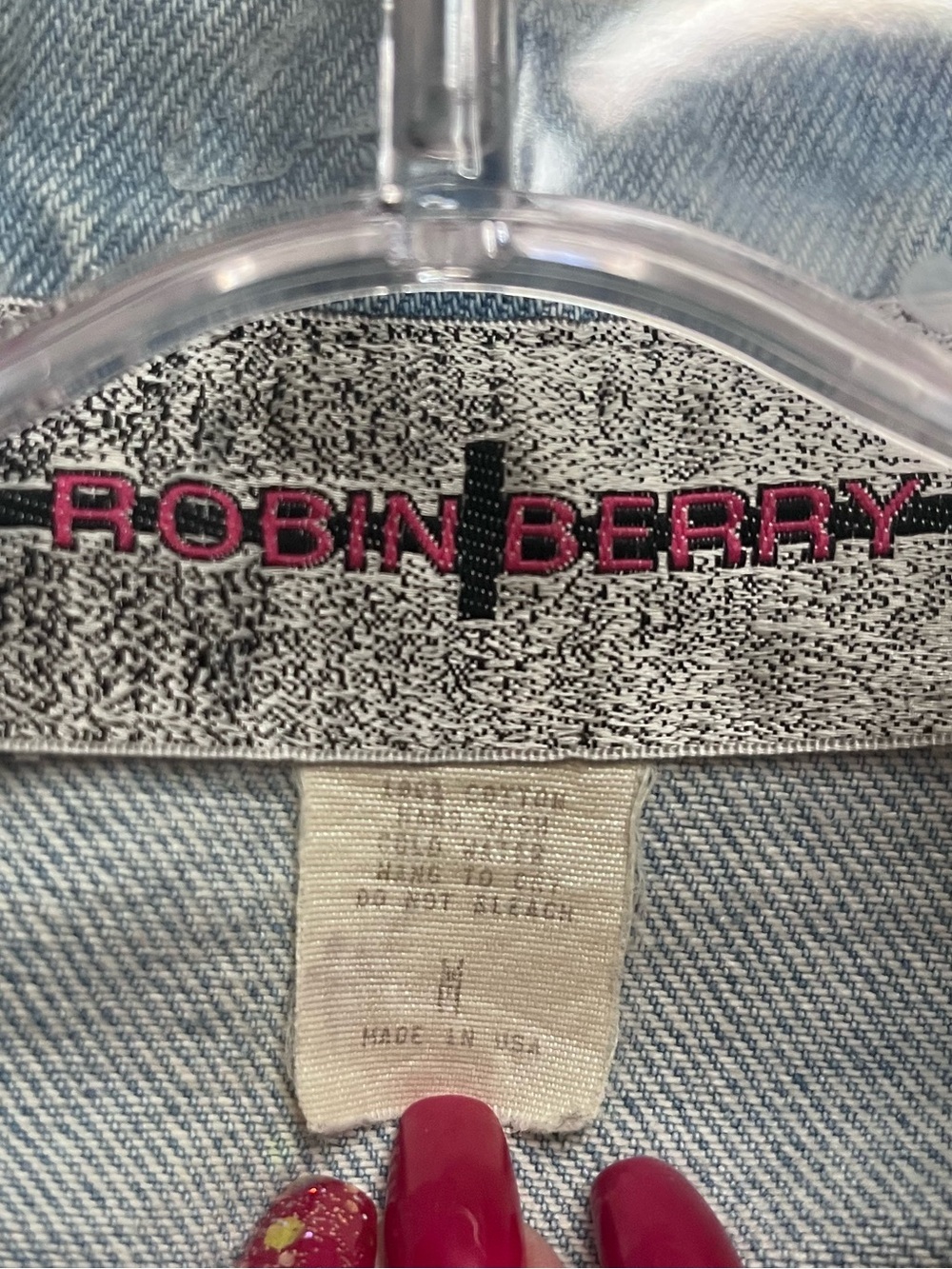 Vintage Robin Berry Cropped Studded Animal Print Denim Jacket Size M. Like New! - Picture 4 of 5